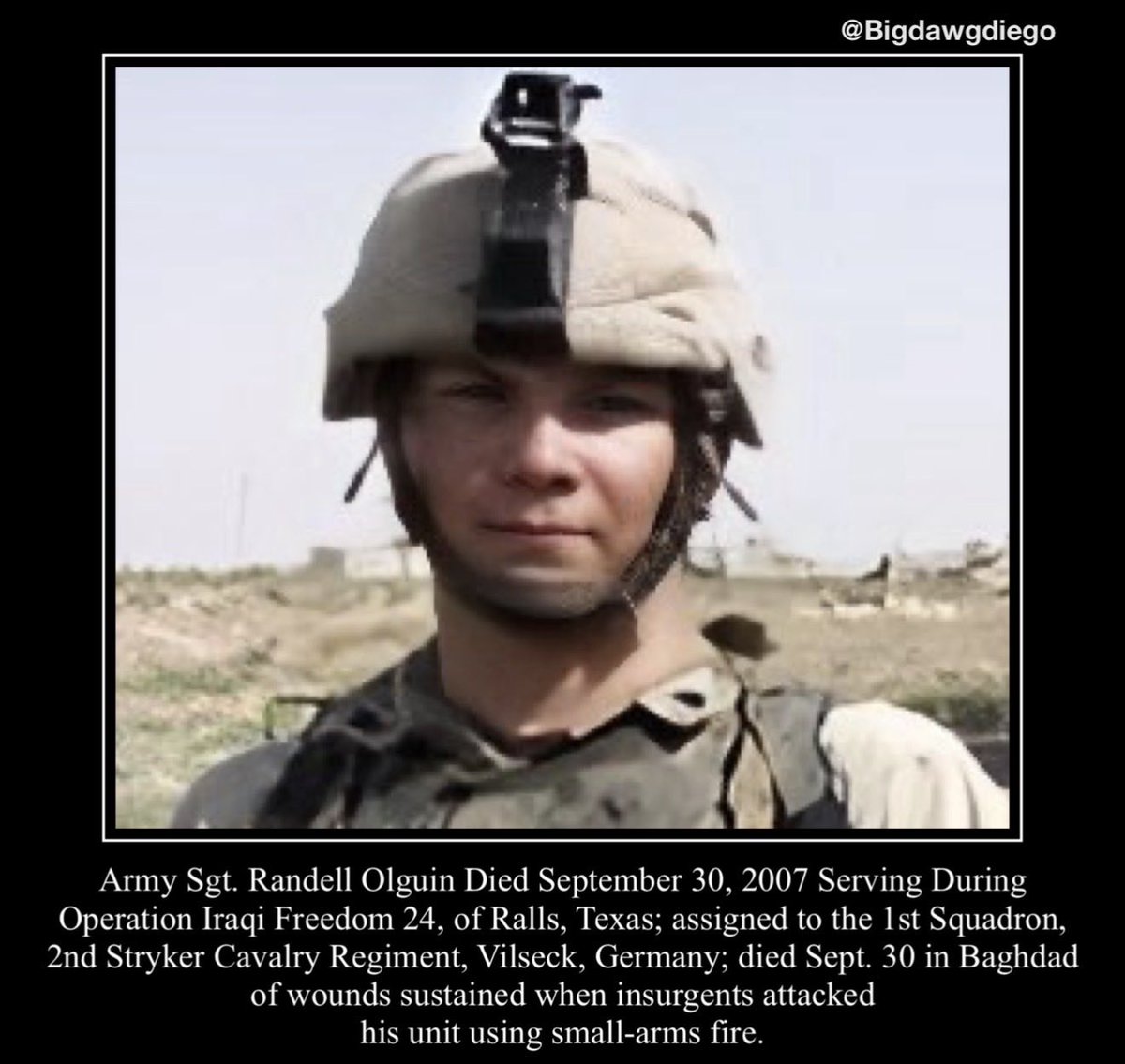 bigdawgjdub's tweet photo. "They say no man is truly Dead until he is
Forgotten, so Today I say your name so you are not."
#nooneleftbehind #rememberthefallen #warrior #usarmy #army #1stsquadron #2ndstrykercavalryregiment https://t.co/1TWf2MAD5d