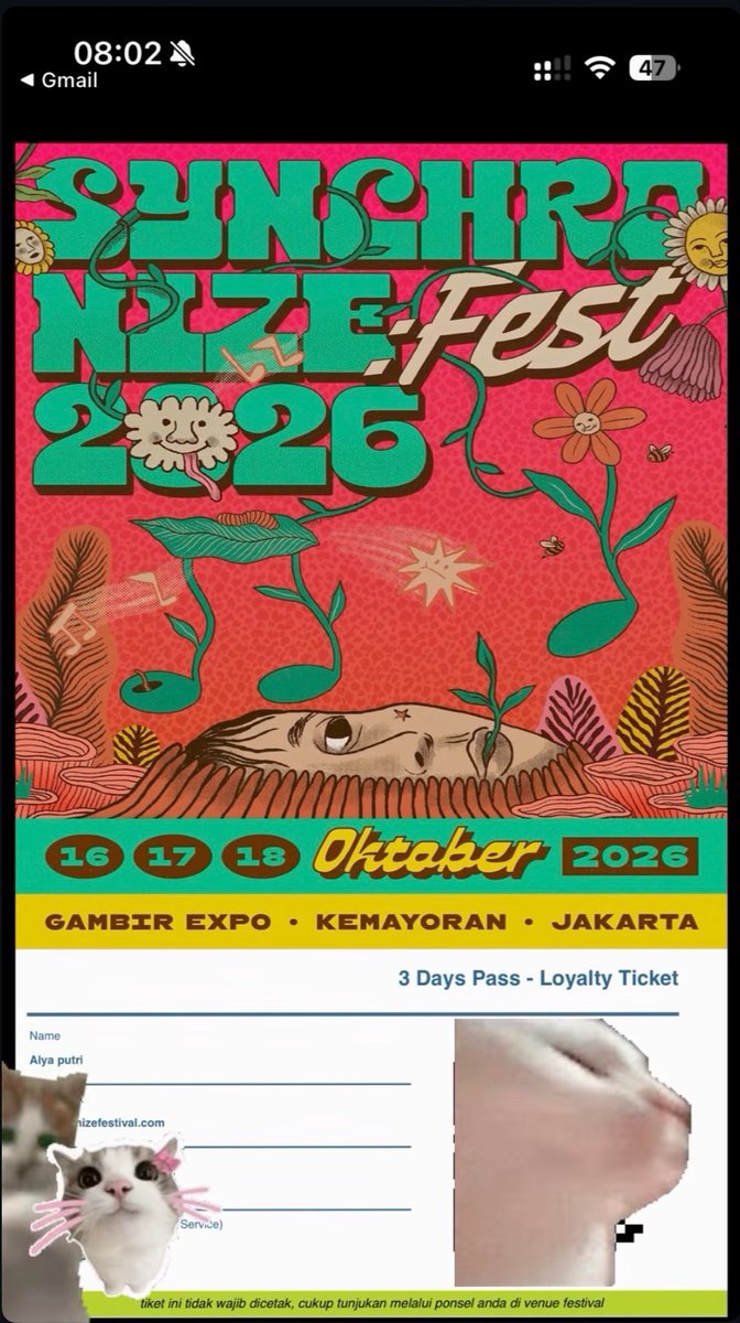 erralinee's tweet photo. WTS 1 Tix synchronize fest, 3 day pass. 600k sajaa, punya pribadii. Gabisa dateng karena tanggal kerjaan superduper hectiic https://t.co/tHjCWyQn8g