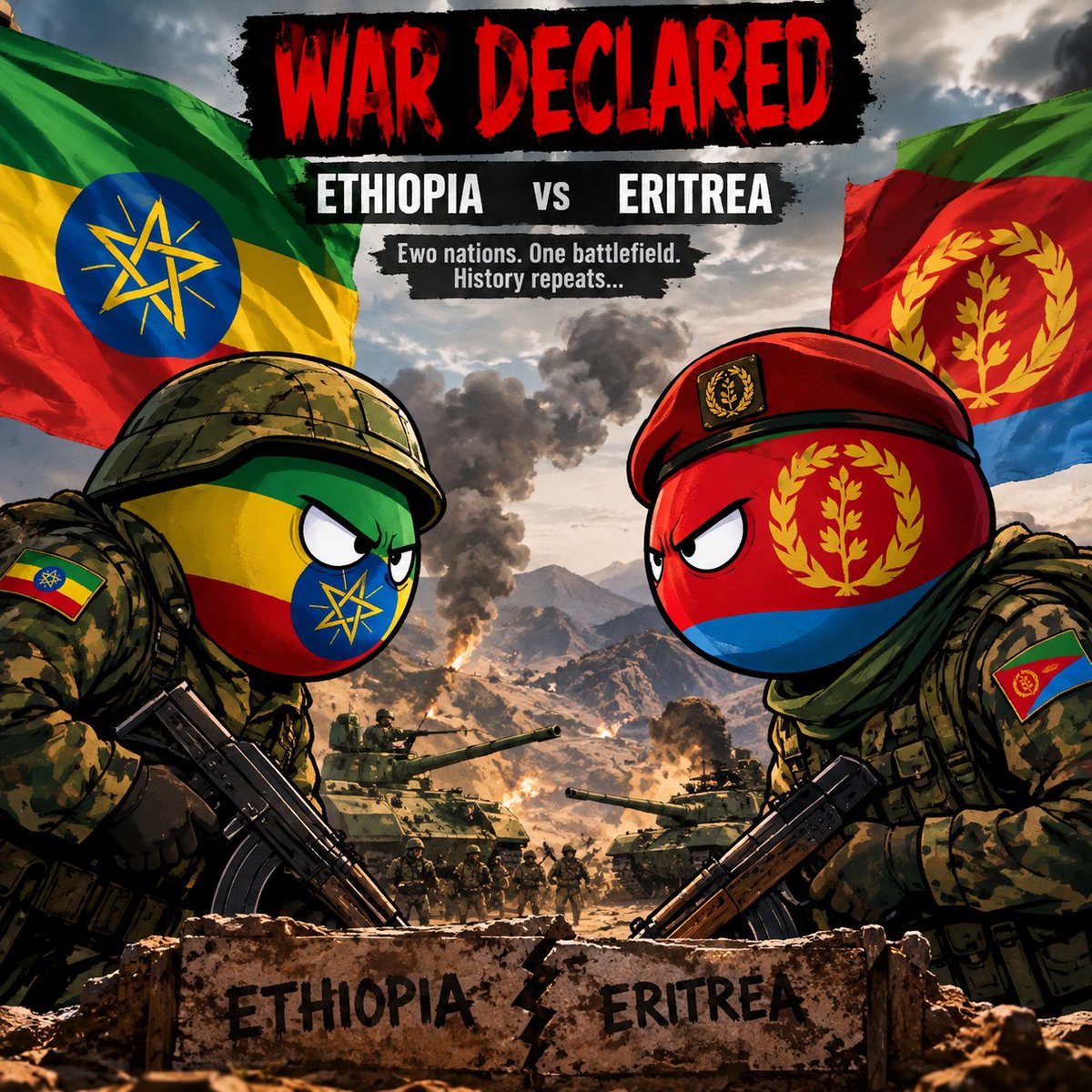 OddlyFound's tweet photo. 🚨 BREAKING 🇪🇹🇪🇷

ETHIOPIA 🇪🇹 vs ERITREA 🇪🇷

Diplomatic ties have collapsed as tensions explode across the Horn of Africa. ⚠️

Is this the beginning of another major war? 👀🔥

#Ethiopia #Eritrea #Africa #War #BreakingNews https://t.co/FllhZ5GG0y