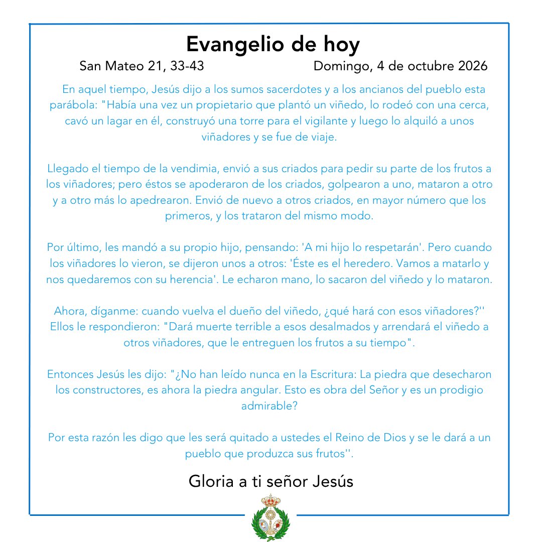 HdadHiniesta's tweet photo. ✝️ EvangelioDeHoy, 📜 San Mateo {21, 33-43} Puedes leerlo al completo deslizando ➡️  

📸 Juan Luis Barragán 

#SoydelaHiniesta https://t.co/WsRqzAzyqz