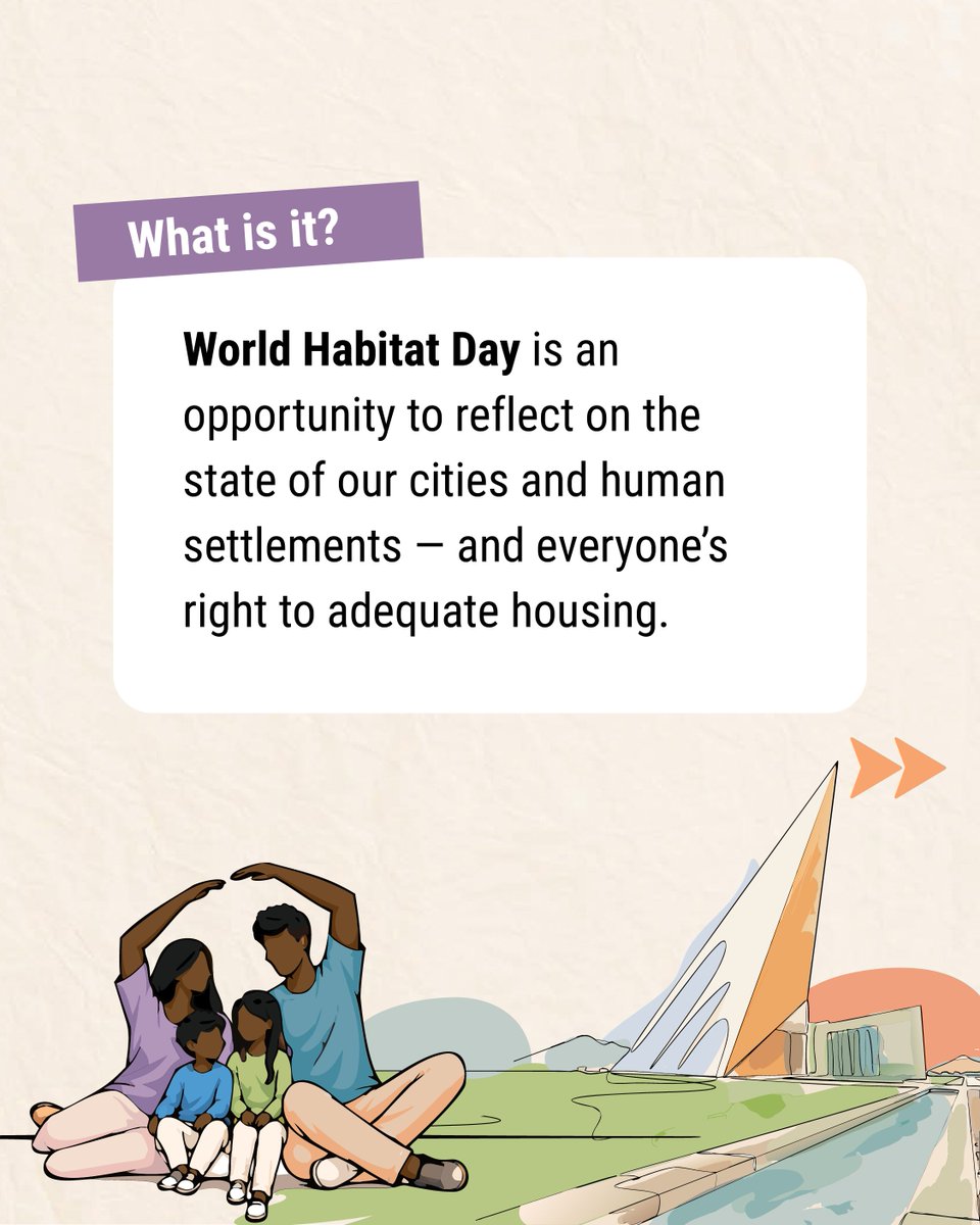 UNHABITAT's tweet photo. Up to 3.4B people lack adequate housing, while 1.1B live in informal settlements and slums.

This #WorldHabitatDay will highlight the urgent action needed to make Adequate Housing for All a reality.

📽️Tune in: https://t.co/BsstxoJYZq https://t.co/Cc944HPhAQ
