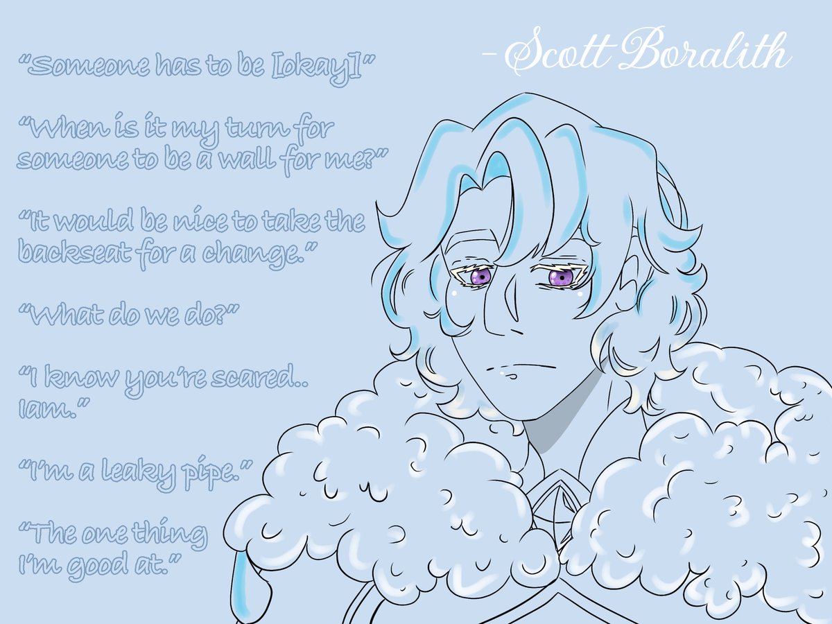 Deadork01's tweet photo. TF SMP Spoilers//
My art style constantly changes, but these are some quotes I feel really shape Tf!scott as of late. I also have seen ppl saying there’s someone that looks like him in the storm republic.. potential bio dad? #scott #theflightsmp https://t.co/xlsMLZAbmJ