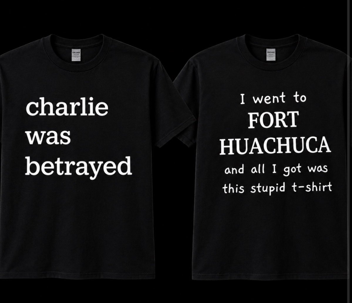DrScarika's tweet photo. 📢👀With the NEW Ft.H guest list reported by @AnaEscobarShow .. I feel it’s only fitting you all celebrate with my custom made t-shirt “ I went to FORT HUACHUCA  and all I got with this stupid t-shirt “. 
 I KNEW these would come in handy eventually and here we are friends ! 🤩
 Get yours now on our website link below . 👇🏻