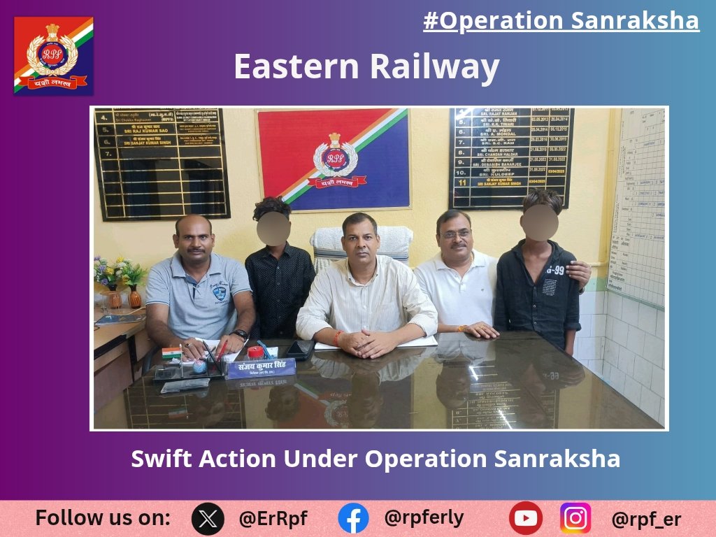 ErRpf's tweet photo. On 03.10.2026, RPF officials of Pakur detained 02 minor boys in connection with stone pelting on Train No.15607 UP (Aronai Exp.) at Tilbhita Railway Station &amp; dealt under specific section of Railways Act.
#operationsanraksha
@RPF_INDIA 
@RailMinIndia https://t.co/za2geXIIKY
