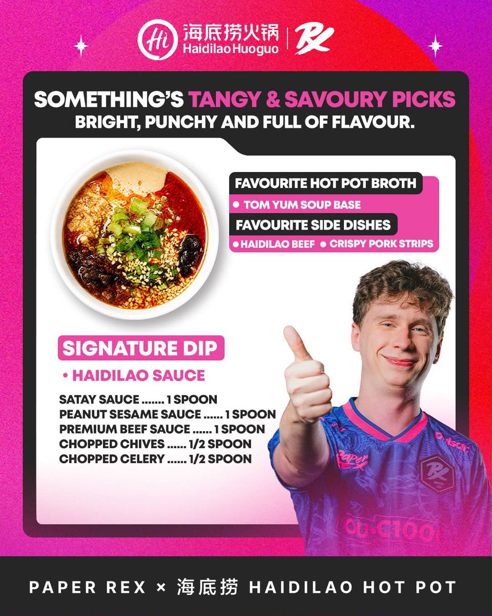 pprxteam's tweet photo. PRX's favourite sauces at Haidilao 🍜  Which sauce are you trying first?

PRX x Haidilao Set available at every outlet in Singapore from now until October 18! https://t.co/NVrLzeNjqP