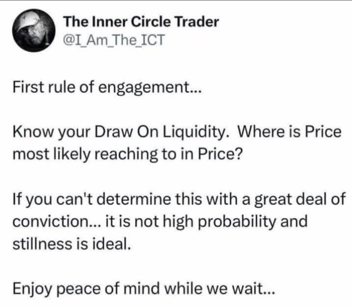 KomeTrades's tweet photo. “First Rule of Engagement”♾️ https://t.co/QYeQuVYhF1