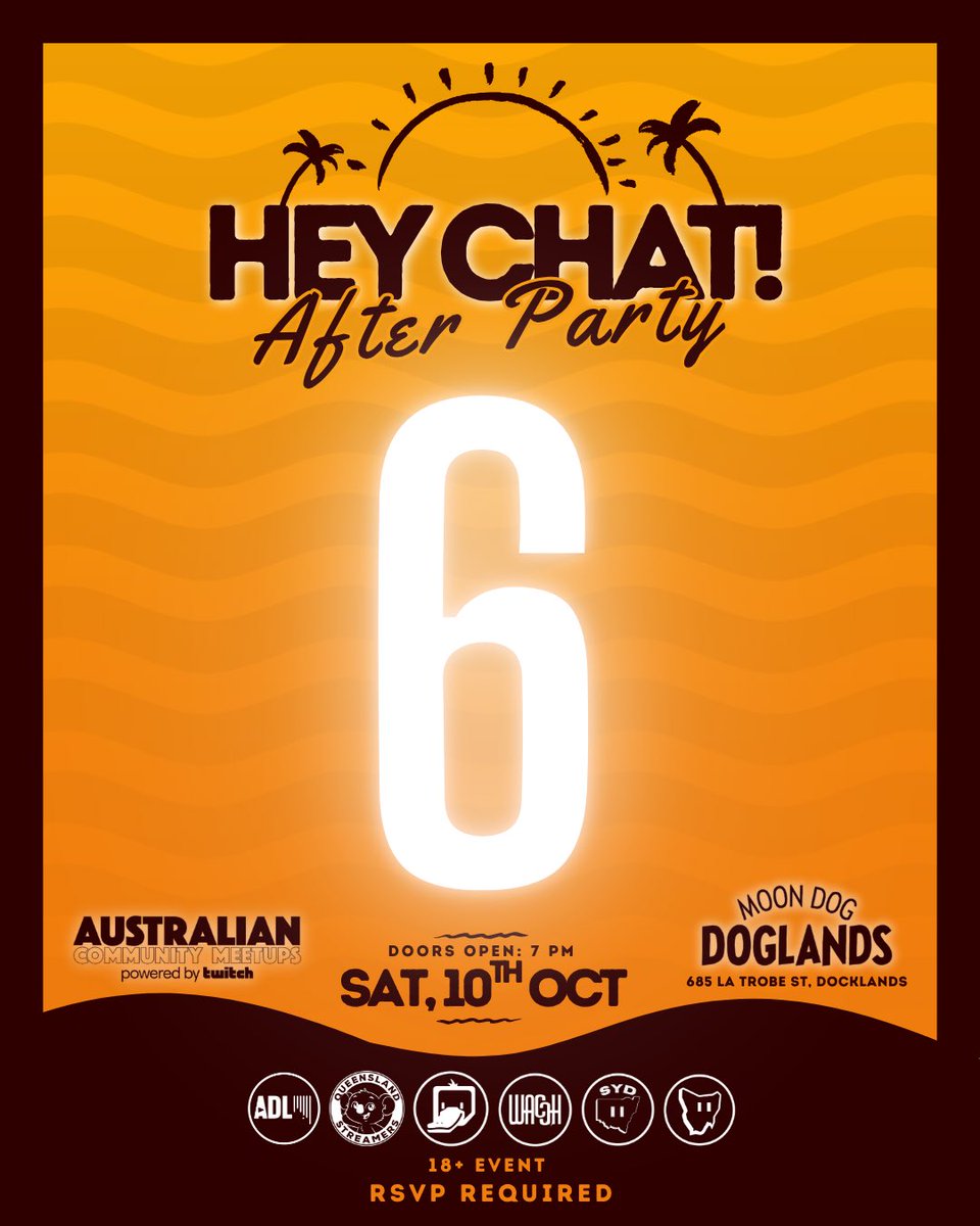 TwitchMelbourne's tweet photo. X / Twitter

6 DAYS. 👀

Meet the people behind the usernames.

Streamers. Viewers. Mods. Creators. Friends. New friends.

HEY CHAT! brings Twitch communities from across Australia together 💜

Sat 10 Oct | 7PM–midnight | 18+

🎟️ Tickets https://t.co/sFObuvzJq6 https://t.co/AUBS8mjpmh