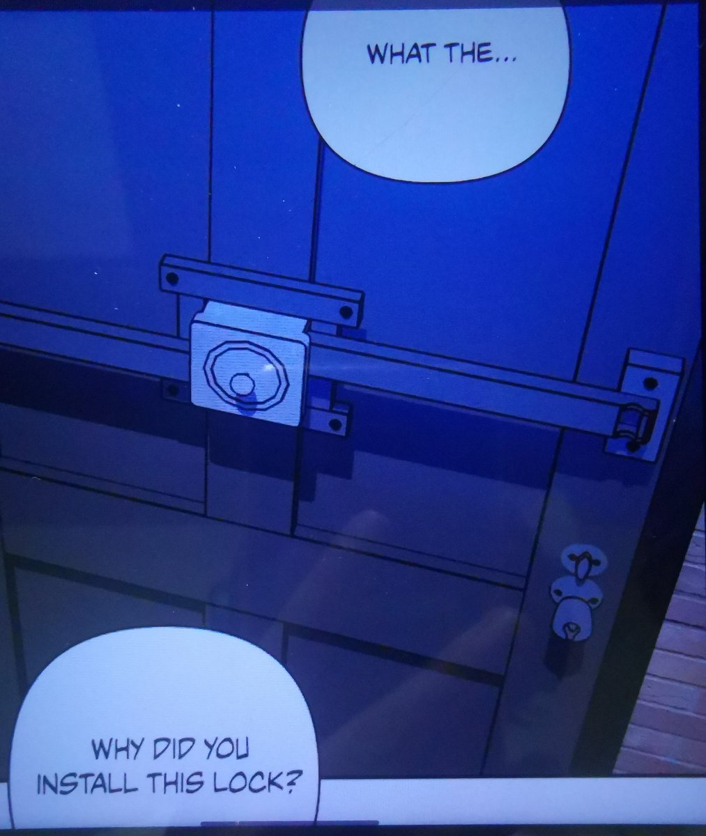 Shutlinelover00's tweet photo. SPOILER!! I Love how Jake casually put a lock, cameras and bugged the house for shingun like this man is so protective and then he became clingy like this man is sexy and adorable i love him sm this manhwa is my comfort manhwa #shutline #jakegillan #moonshingun #ch117 https://t.co/sSPAMBz52U