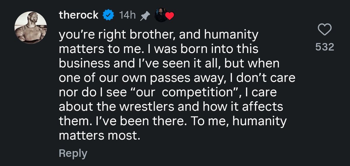 TheDrainmaker's tweet photo. The Rock says he paid tribute to PAC because humanity matters to him the most, and he doesn't care if AEW is competition for WWE/TKO. 🙏 https://t.co/WSCuzN78JK