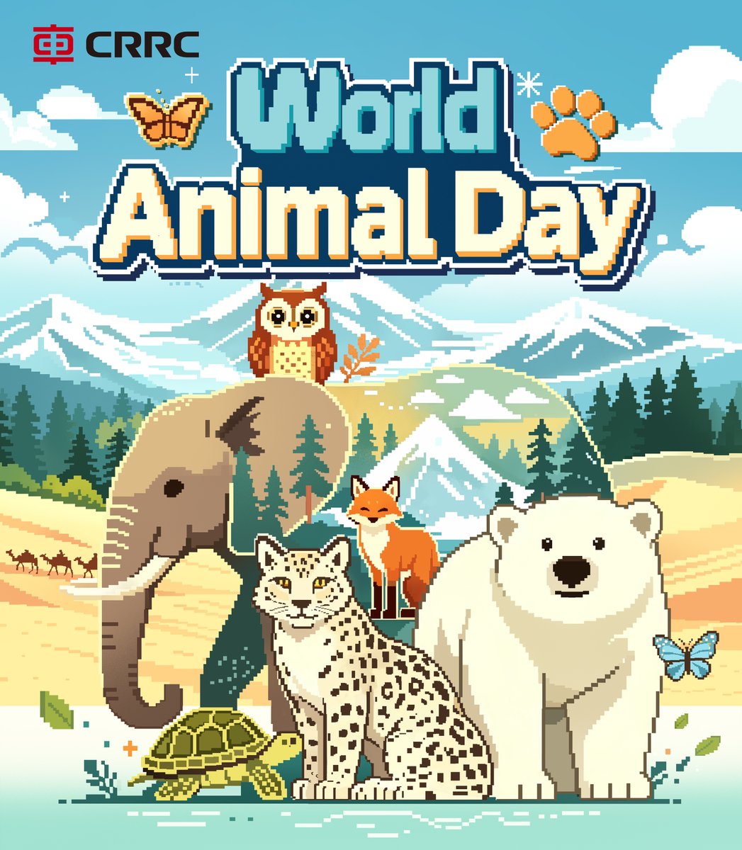 CRRC_global's tweet photo. 🐾 Happy World Animal Day! 🌍
Today, let’s celebrate the wonderful animals we share our planet with and do our part to protect their habitats and our shared home. 💚
Together, every journey can lead to a more harmonious and sustainable future. 🚆🌱
#WorldAnimalDay #CRRC #Sustainability #GreenFuture #ProtectOurPlanet