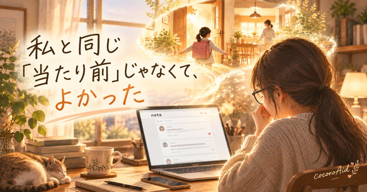 cocoroAid's tweet photo. 昨日の記事のコメントをいただいて、私の中にある感情に気付かせていただいたことを記事にしました🌿私と同じ「当たり前」じゃなくて、よかった｜cocoroAid @cocoroAid https://t.co/7W6AwDsLJz https://t.co/ME6pMJzbJH