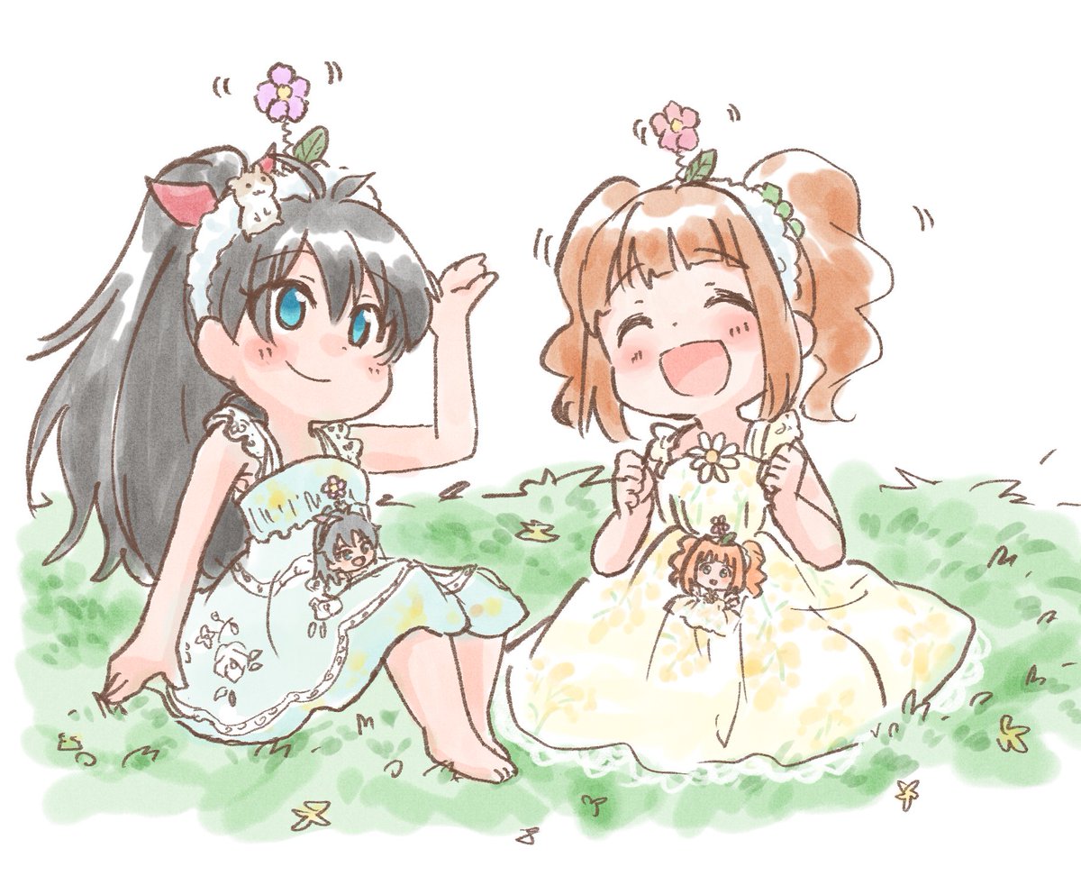 komeeme's tweet photo. ちびぬたちとお揃いのぽえんぽえんするお花カチューシャをつけてごきげんなひびやよ🌸 https://t.co/wGcHcf8xlG