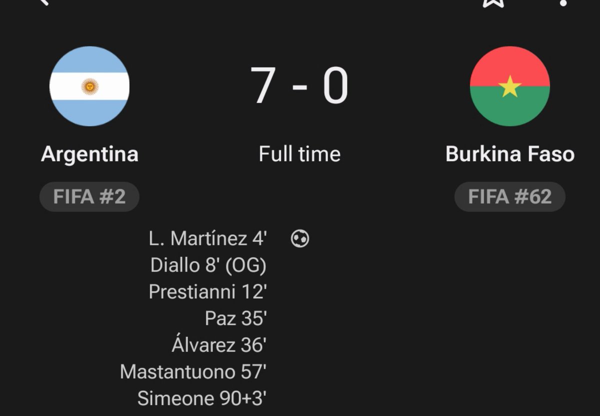 Footballmartha's tweet photo. Argentina would have won the 2026 World Cup if Messi wasn't part of the team.

Just look at how Argentina thrashed Burkina Faso 7-0 yesterday. The other day, it was Bolivia they beat 4-0.

When was the last time Argentina put up performances like these?

Inter Miami were also doing well until Messi returned to the team. Since then, they've only managed to win 2 out of 2 games.

Do you still need a prophet to prove to you that Messi is the problem?