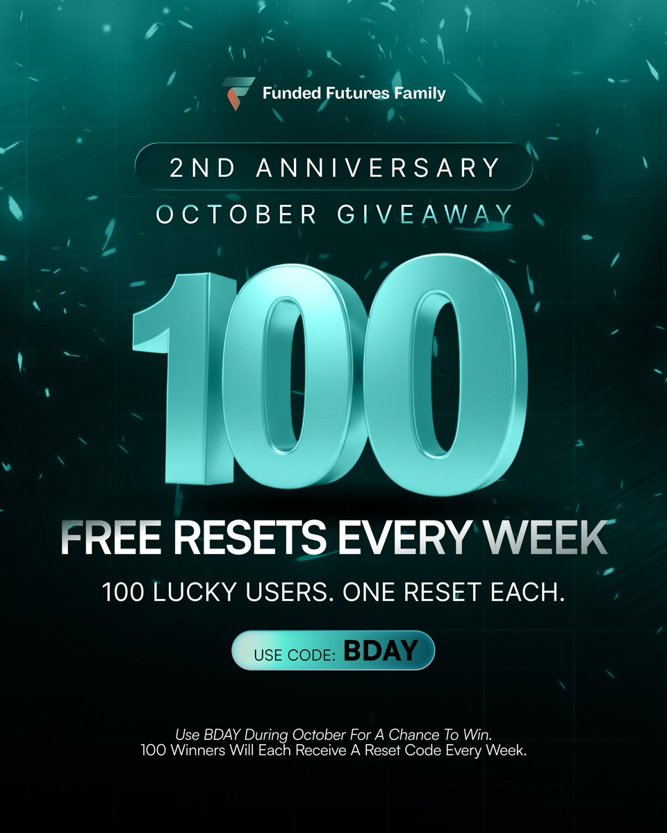 fundedfamily's tweet photo. 100 FREE RESETS EVERY WEEK.

This month only!
