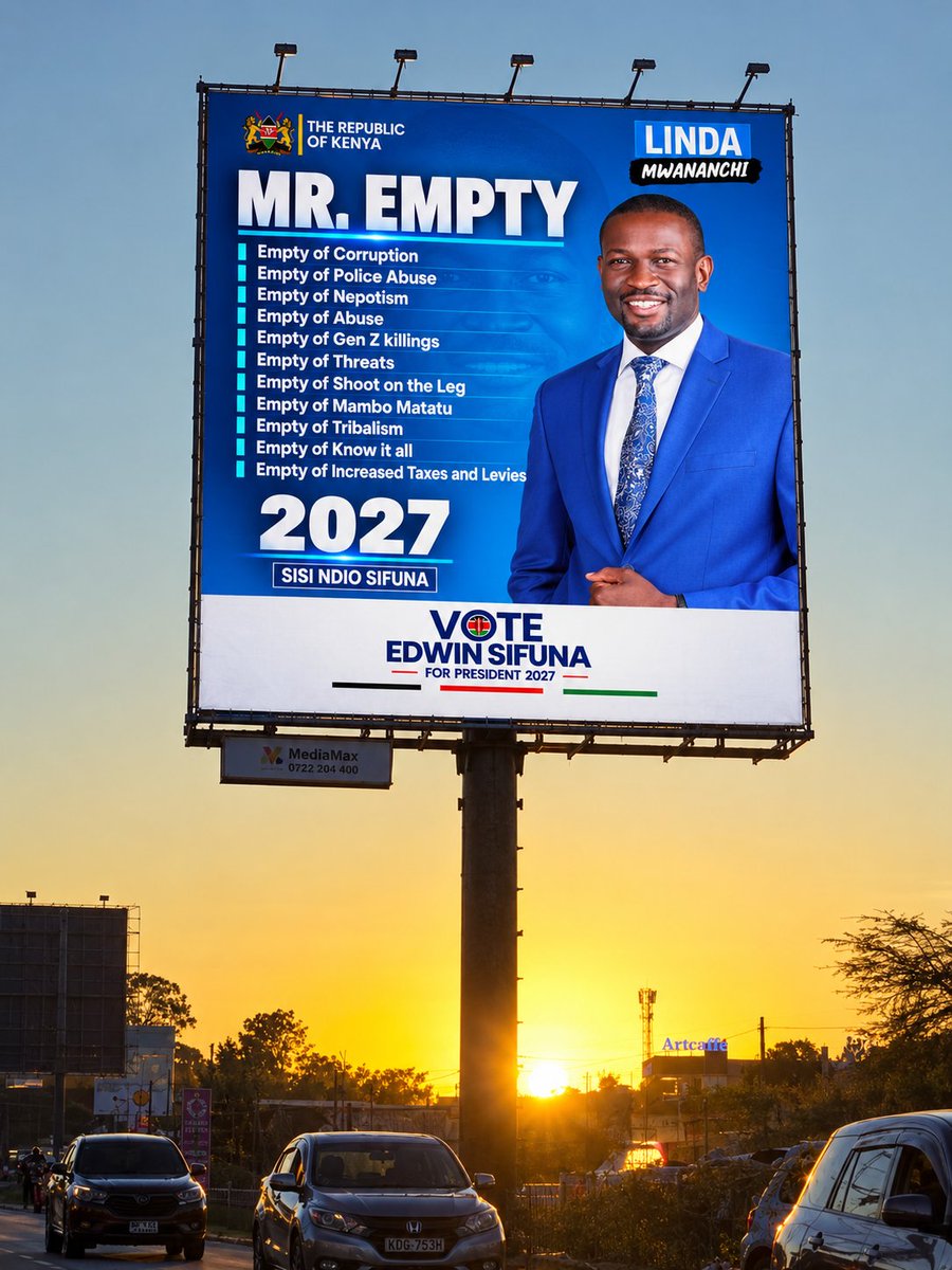 KelMaundu's tweet photo. Saw an empty billboard and had to put Mr Empty on it. https://t.co/Kv2O7ckPe1