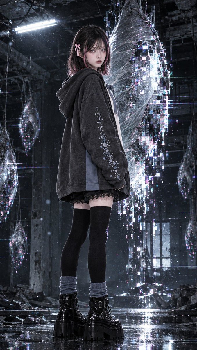 AMAMIYA_ofcl's tweet photo. AMAMIYA No.11「繭 / Chrysalis」
Model：莉乃

まだ外へ出る準備ができていない。
大きすぎる上着にくるまった、羽化する前の一着。

#AMAMIYA #AIファッション https://t.co/zgLeF621zI