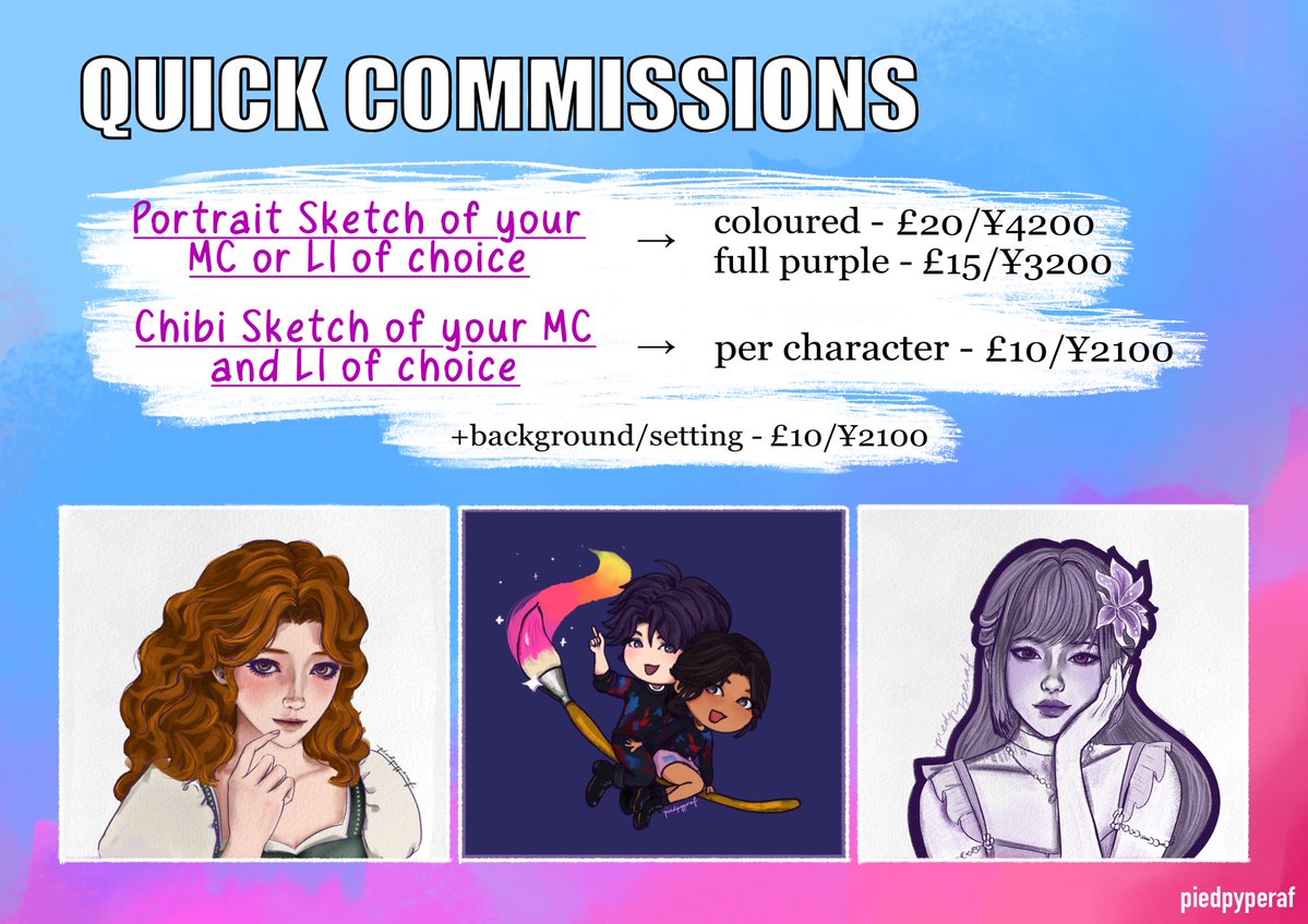 piedpyperaf's tweet photo. halloo 💜

i’m opening another round of quick commissions, please dm me here with your request if you’re interested!

#commission #commissionRT https://t.co/xvzF49MLQx