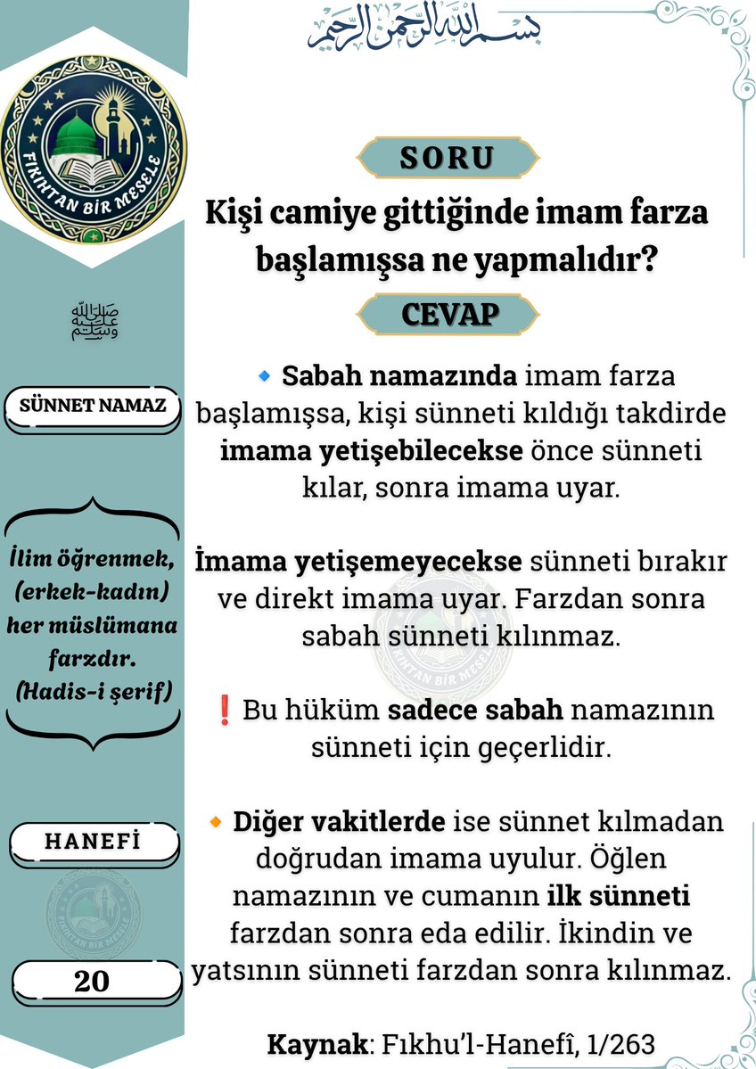 Fakih_571's tweet photo. 👉 Kişi camiye gittiğinde imam farza başlamışsa ne yapmalıdır❓ https://t.co/cEyQK2Mnrd
