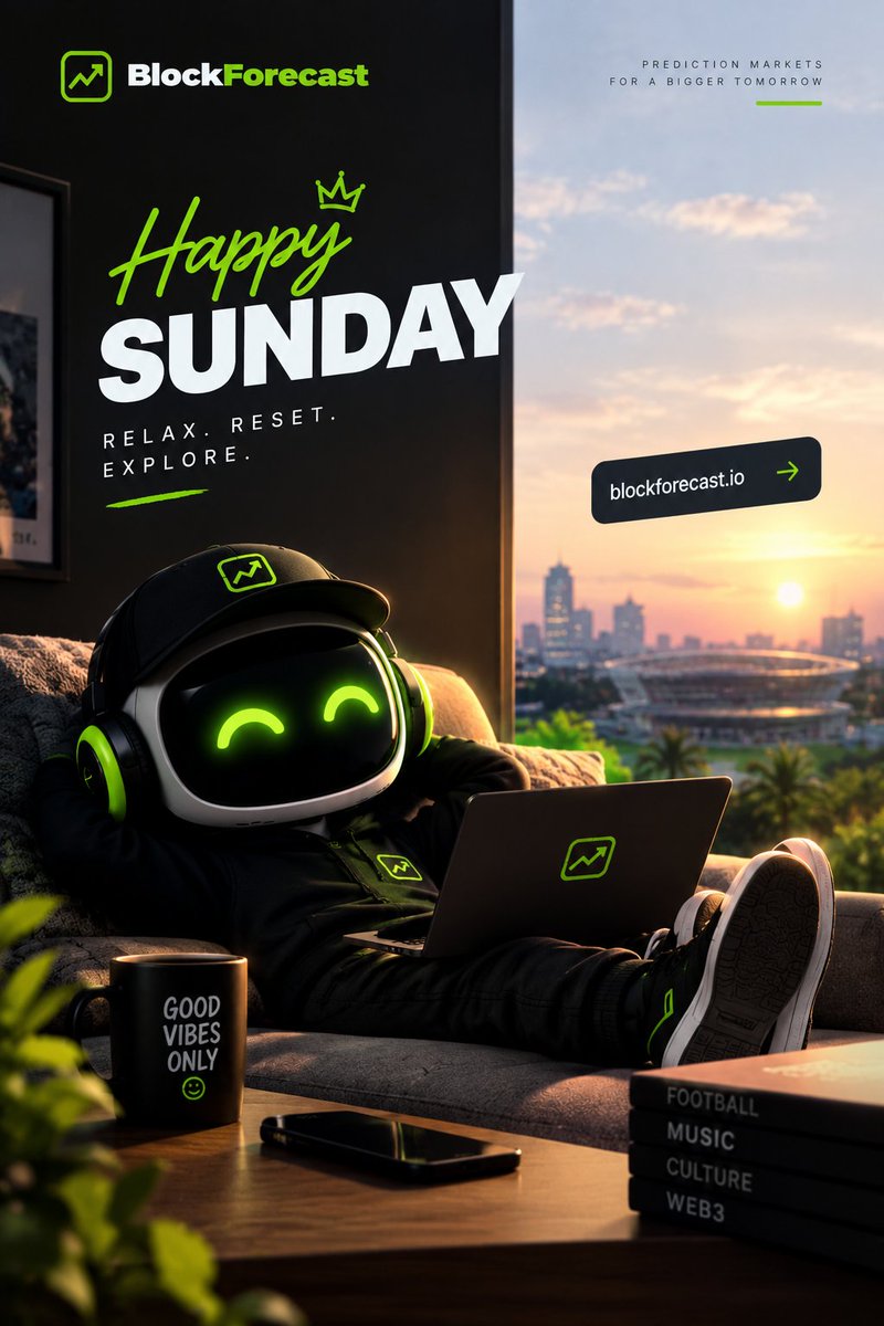 blockforecasthq's tweet photo. 🌤️ HAPPY SUNDAY, BLOCKFORECAST FAM! 💚

Sunday is for rest, reset and good vibes. 😌

Take a break, enjoy the football, music and everything happening around you. ⚽️🎶🌍

When you’re ready to explore, BlockForecast is always here with fresh markets and questions to explore. 👀

Have a beautiful Sunday! 🫶

#BlockForecast