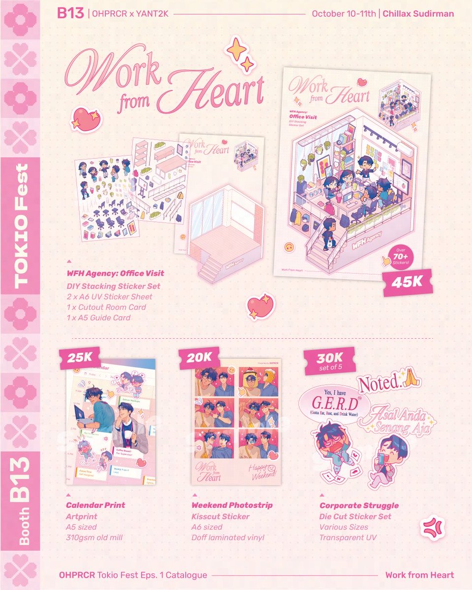 ohprcr's tweet photo. [RT💖] Here's my catalogue for #tokiofest next week! I'll be at booth B13 with my homie @/yant2k 🏃‍♂️🌇🗼SEE YOU!

📍 B13 | OHPRCR x YANT2K
🗓️ 10-11 Oct 2026
🏙️ Chillax Sudirman
📦 OTS Only
🏷️ Original zine &amp; merch, Rune Factory, Disco Elysium, RGG Judgement, FFXVI

(1/2) https://t.co/LARZm1M1hi