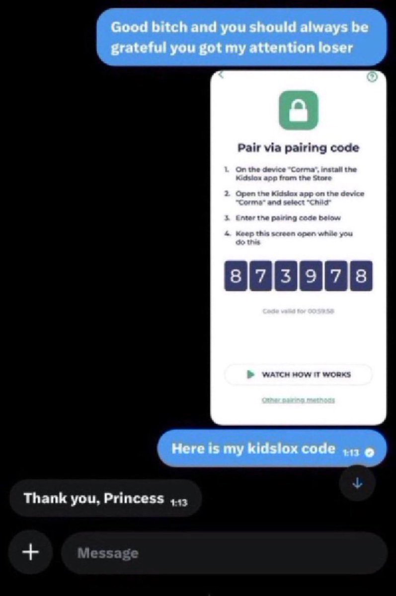 sixfiguredommee's tweet photo. Who wants a Kidslox premium code?
#Findom #nsfwtwt #paypig
#Techdom #Humiliation #parental #control https://t.co/v7GlbDz41Y
