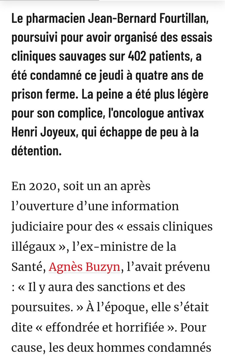 AgretDenis's tweet photo. 4 ans ferme pour Dr Fourtillan 
1 an sursis pour Pr Joyeux
2 ans sursis pour Dr Trotta
4 ans sursis pour Dr Geffard
pour des "expériences" sur qq centaines de personnes.

Combien, demain, pour les millions de français ayant reçu les vaccins covid ARNm expérimentaux ("sûrs") et les 13 doses de vaccins pédiatriques qui causent des décès et des handicaps ? 
Pour Buzyn, Véran, Braun, Neuder, Rist...

Il y a un très sérieux problème dans la Justice française.