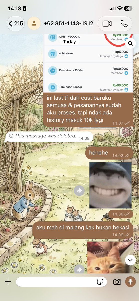 terevdam's tweet photo. ‼️scam tf palsu‼️
BA hati hati yaa, jangan lupa crosscheck dulu sebelum proses orderan cust. malsuin bukti tf tp ga akurat. jangan lupa di block guys https://t.co/kHHHWKckvy

sejak kapan Ijen pindah ke Bekasi ya🫠🫠 #zonauang https://t.co/B5UPUBkh69