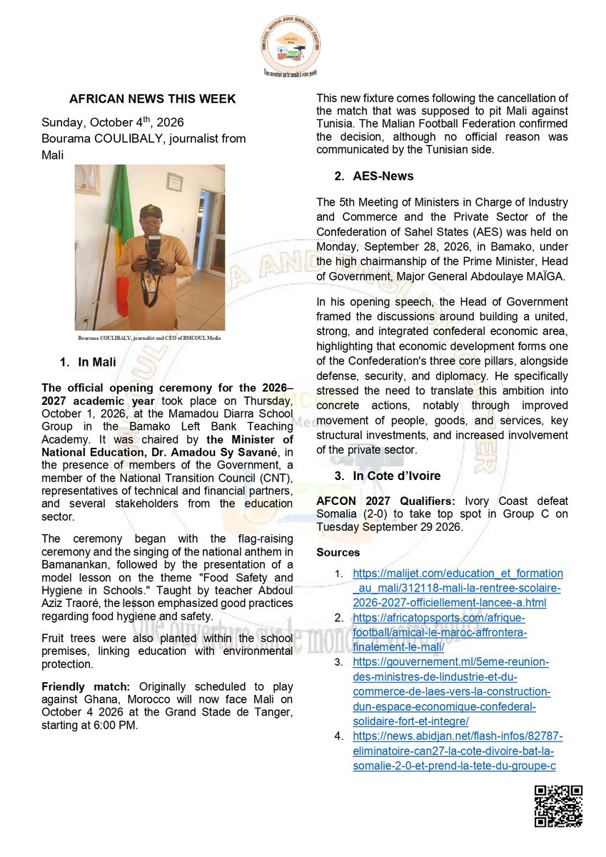 Bourama34548129's tweet photo. #BMCOULmedia
#RADIOMANDENBAKARYmedia
#AfricanNewsThisWeek
#Journalism
#Verification
#Sources
#communication https://t.co/6MEdAFxVrr
