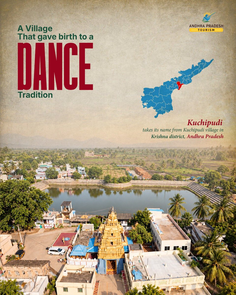 Tourism_AP's tweet photo. From Kuchipudi village in Krishna district to stages across the world, Kuchipudi continues to tell stories through rhythm, expression, music and movement. ✨
Discover the legacy of Andhra Pradesh’s iconic classical dance.
#Kuchipudi #AndhraPradeshTourism #ExploreAndhra https://t.co/RbM1SU2OYw