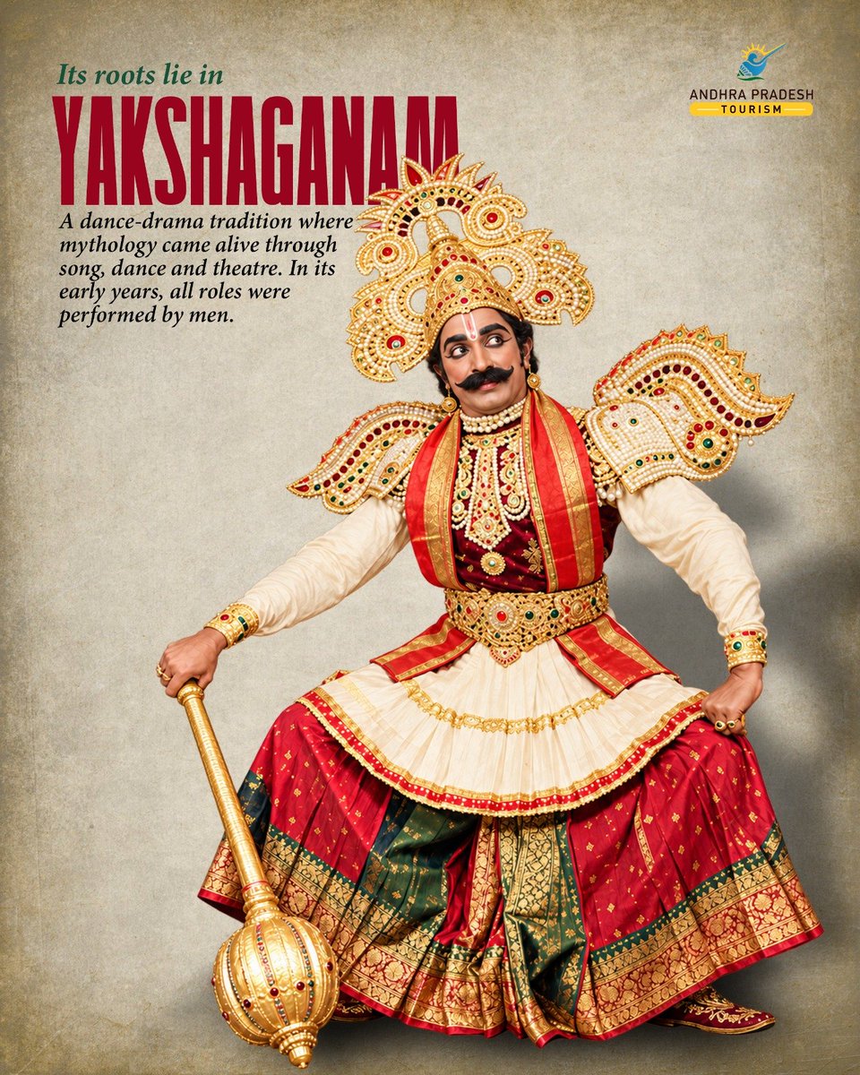 Tourism_AP's tweet photo. From Kuchipudi village in Krishna district to stages across the world, Kuchipudi continues to tell stories through rhythm, expression, music and movement. ✨
Discover the legacy of Andhra Pradesh’s iconic classical dance.
#Kuchipudi #AndhraPradeshTourism #ExploreAndhra https://t.co/RbM1SU2OYw