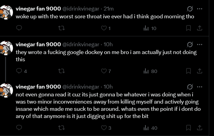 oshigelica's tweet photo. @/idrinkvinegar is a shitty abuser downplaying what he did to his ex and Genuinely just an annoying person
Fuck you nigga 😭 😭 🖕 https://t.co/s7sQkafgbb