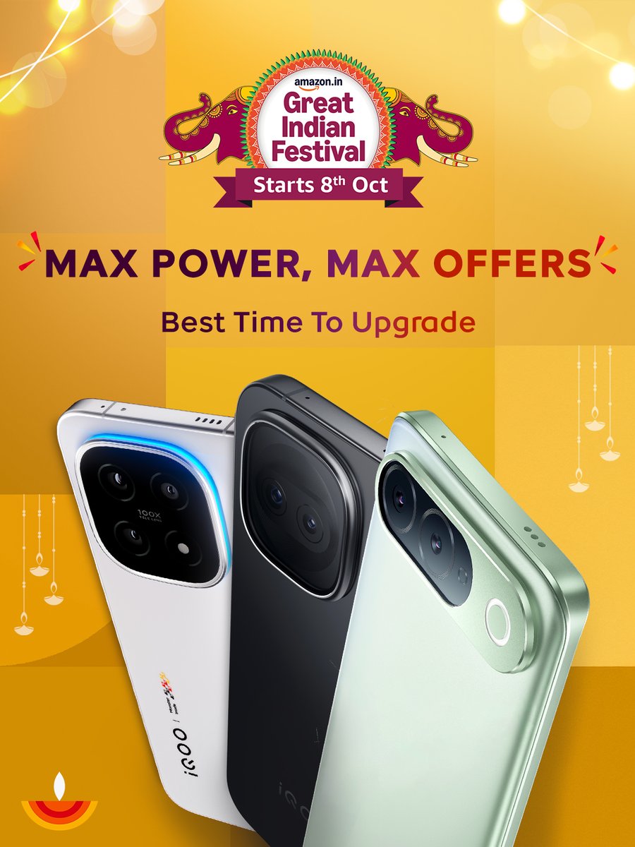 nipunmarya's tweet photo. Questers, our festive offers are out. Pick your iQOO and get ready for Amazon’s Great Indian Festival, starting 8th October.
#iQOO #GreatIndianFestival https://t.co/tEsmVnKQ9Y