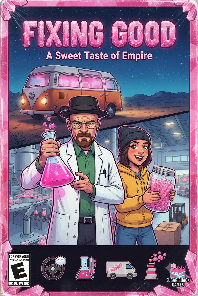 arcaiduk's tweet photo. We make our games. Our inspiration comes from some some iconic sources.
Meet Walter Black and Jessie Blueman who make the best pure rock candy! From the VW camper startup to large scale manufacturing warehouse. 
#playingforpurpose 
https://t.co/omwYR6Jzsg https://t.co/xfW28KY5ml