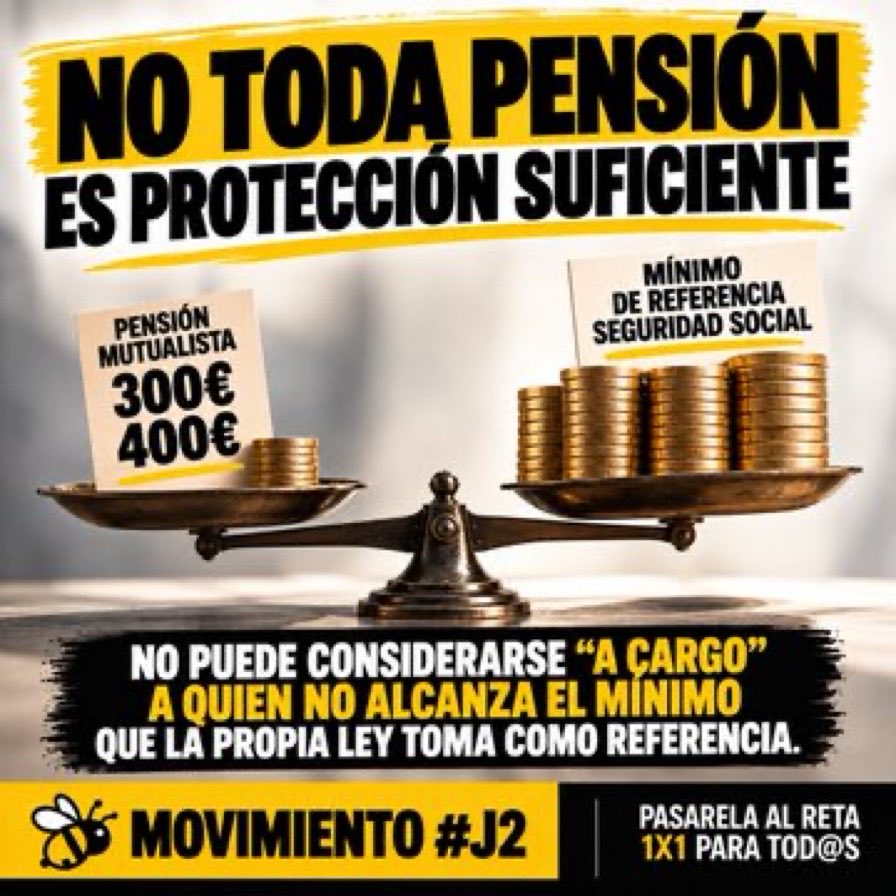 Guerrero_Crisan's tweet photo. Los mutualistas que perciban de su mutualidad una renta vitalicia inferior a la cuantía mínima correspondiente del sistema de SS, no deben ser tratados automáticamente como personas suficientemente protegidas a cargo de la mutualidad, ni excluidos de la Ley 2/2026, @PSOE @sumar https://t.co/TWsQnpjqoW