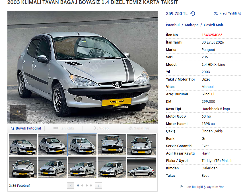 radarilanlar's tweet photo. ''İş hayatına yeni atıldım linkteki aracı incelermisiniz bütçem max 250.000tl''
diyen takipçim.
Sizce peugeot 206 doğru seçim mi ? https://t.co/I52Bjwwx9K