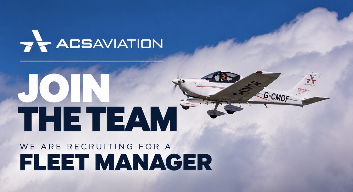ACSAviation's tweet photo. We’re recruiting a Fleet Manager at ACS Aviation, Perth Airport. Help maximise the availability and performance of our aircraft fleet and flight simulators, working closely with Flight Operations and Engineering.

Apply: careers@acsaviation.com
Subject: Fleet Manager https://t.co/KLh9PJVnEv
