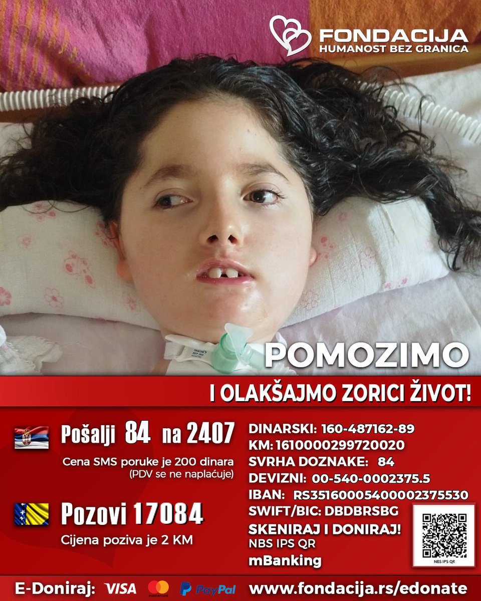 Vladano's tweet photo. Zoka je najstarija devojčica sa SMA tip 1 u Srbiji, koja je još uvek živa.

Pomozimo!

🇷🇸  Pošalji SMS: 84 na 2407
https://t.co/jEYXVzTLy8
(link za mobilne)

🇧🇦  Pozovi: 17084

Skeniraj QR kod - mBanking

E-Doniraj - VISA, MasterCard, PayPal:
https://t.co/WW3Tbmy410 https://t.co/YlbM6DTrDh