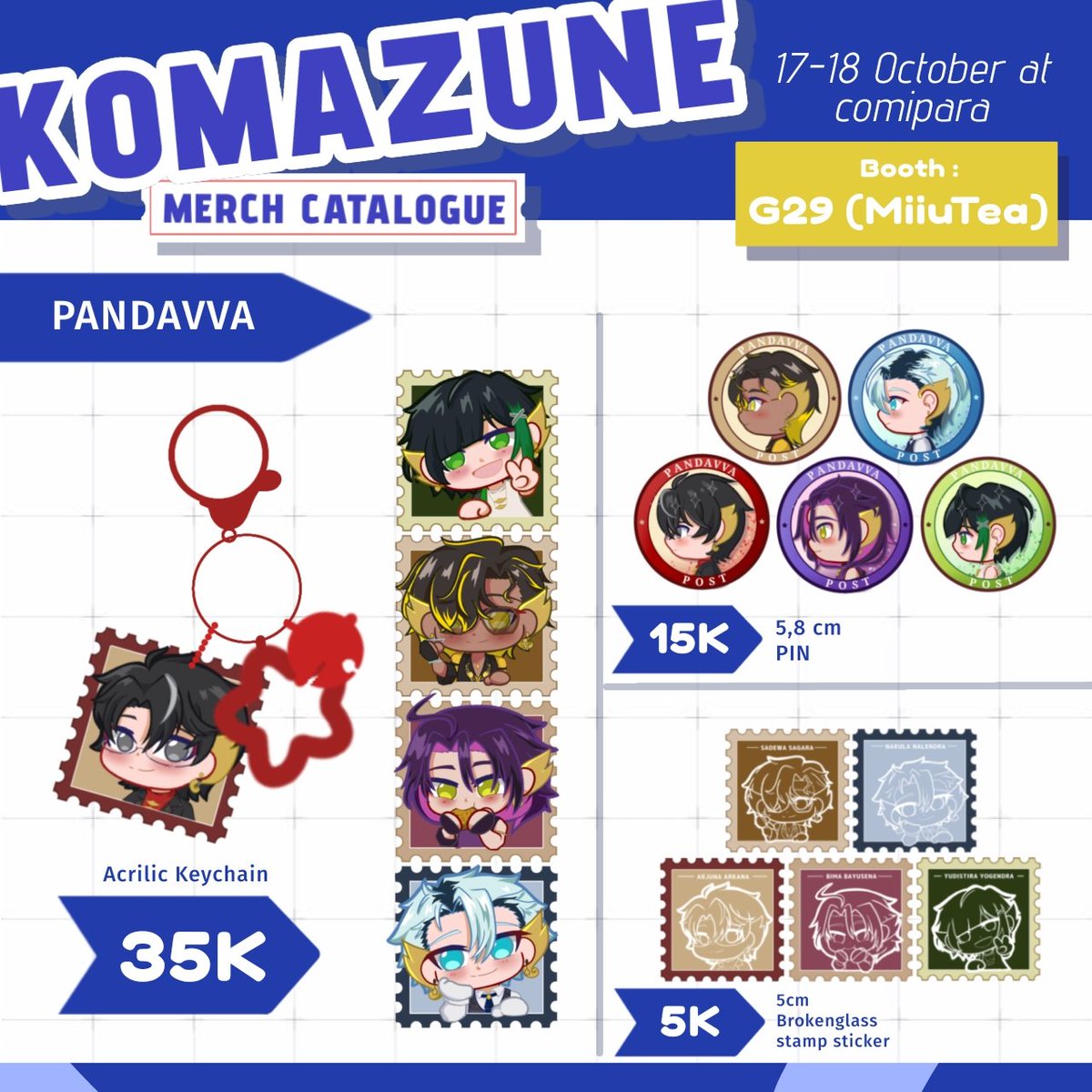 ZuneShota's tweet photo. ✨ Comipara7 Merch by KOMAZUNE (┛✧Д✧))┛

📍 Booth : G29 (MiiuTea)
🎨 Fandom : FGO, Pandavva, Sefurden, KROW
📅 Pickup : 17–18 October 2026
📌 Pickup location : JEC

🔗 Mail Order / Pre-Order form : 
https://t.co/ddABKZA3xy

#comipara7 #cmpr7 #FGO #pandavva #sefurden #krow https://t.co/ju6wkUAJqm