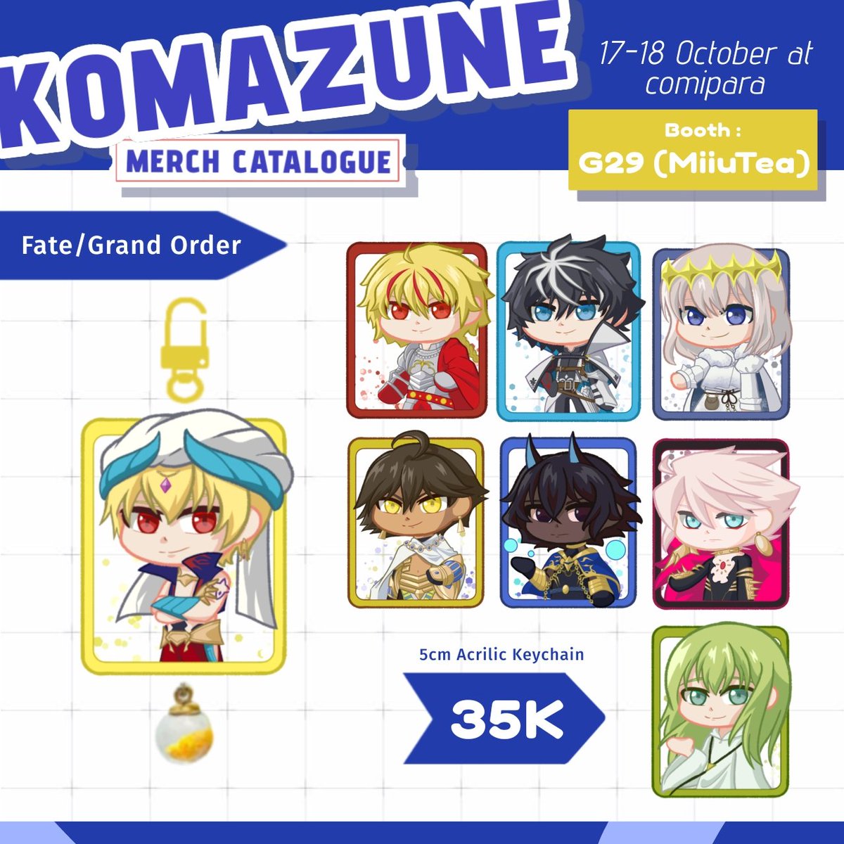 ZuneShota's tweet photo. ✨ Comipara7 Merch by KOMAZUNE (┛✧Д✧))┛

📍 Booth : G29 (MiiuTea)
🎨 Fandom : FGO, Pandavva, Sefurden, KROW
📅 Pickup : 17–18 October 2026
📌 Pickup location : JEC

🔗 Mail Order / Pre-Order form : 
https://t.co/ddABKZA3xy

#comipara7 #cmpr7 #FGO #pandavva #sefurden #krow https://t.co/ju6wkUAJqm