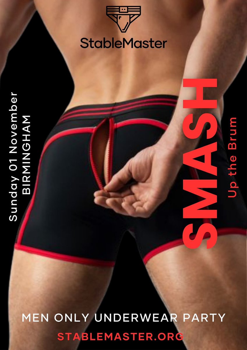 StableMaster7's tweet photo. Birmingham, we have TWO parties coming up within a month.  
SMASH hits Brum 1st of November &amp; is our horny free for all orgy.  Hot, sweaty, horny &amp; sociable
Check out https://t.co/M6TgvmEQaP https://t.co/4JidpMT8CM