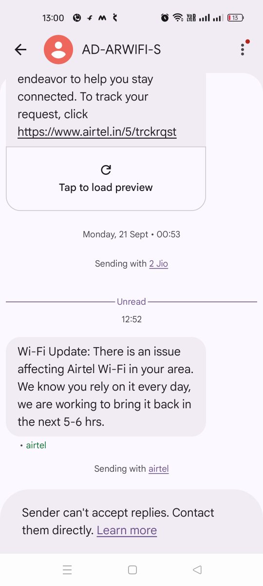 vij_oo's tweet photo. It is long time and I urgent work from home. I am worrying. Airtel wifi issue many again 6 month since. @airtelnews @Airtel_Presence @TRAI @JioCare https://t.co/ID2dASQq20