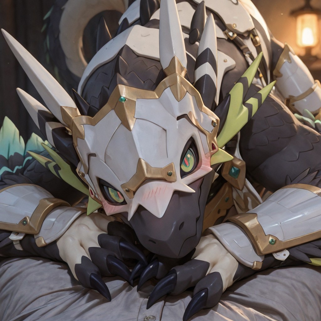 KzayronArt's tweet photo. #Shult #Dragon #Scalie #Furry #ScalieArt #FurryArt #CreatureDesign #FantasyArt #Armor #CharacterDesign #GreenEyes #Anthro #NonHuman #Beast #AIArt https://t.co/WQ1ZqBrw8S