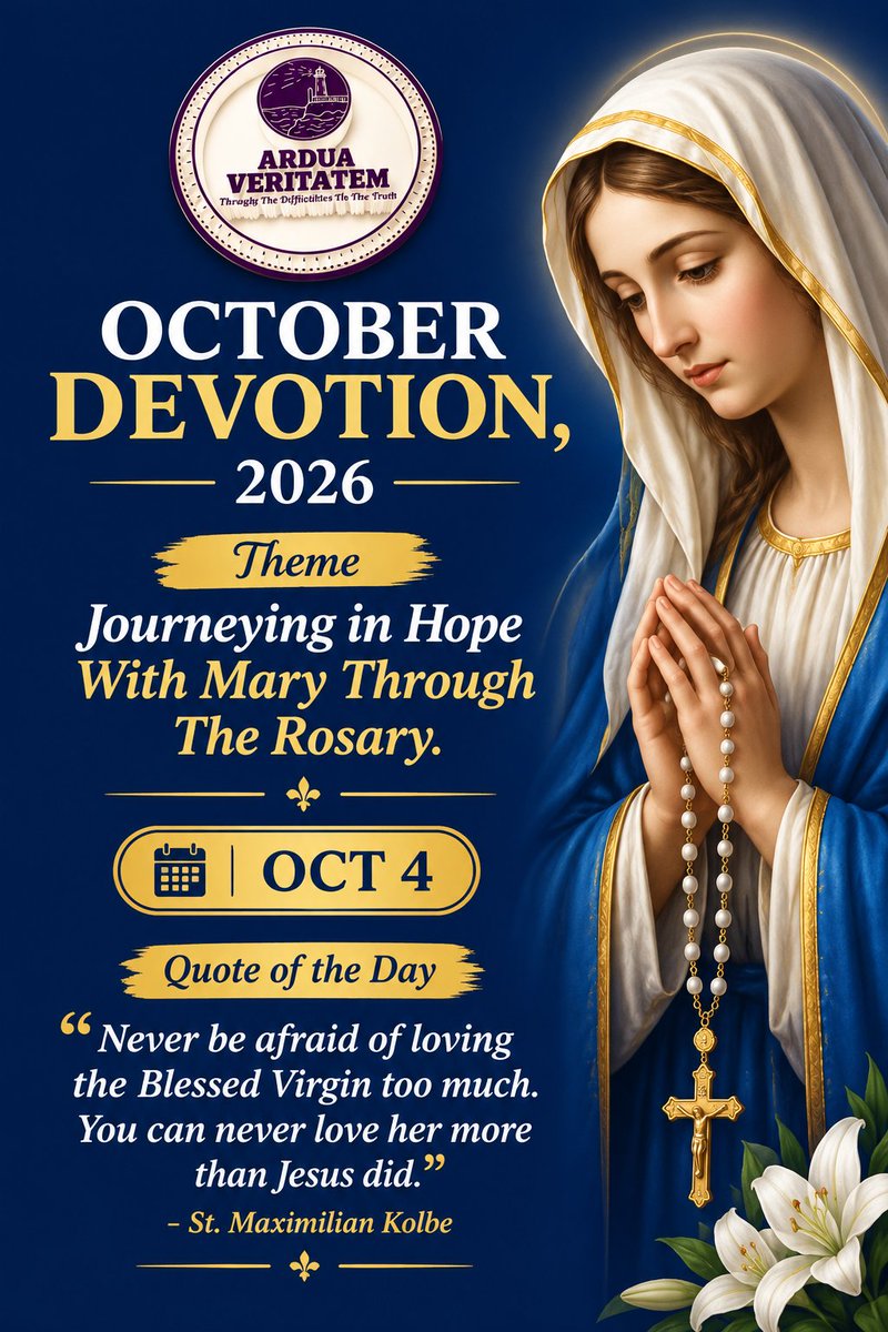 ardua_veritatem's tweet photo. Oct 4 - Theme and Quote of the Day 

#Catholic #CatholicChurch #CatholicX #Mary #CatholicTwitter #OctoberWithMyLady #OctoberDevotion #October https://t.co/WUSjRKN7gd