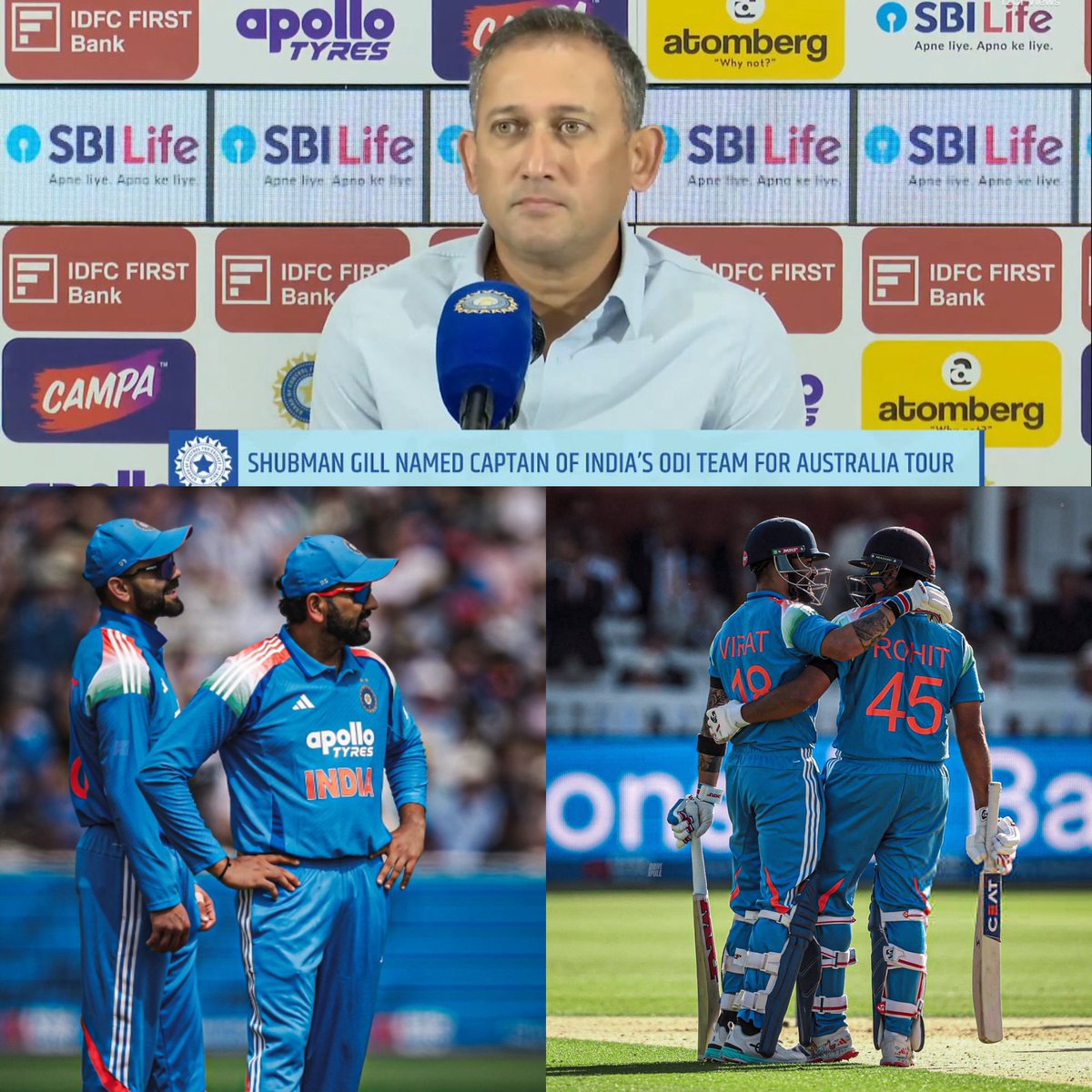 Shebas_10dulkar's tweet photo. 4/10/2025 (#OnThisDay)

“Both Rohit Sharma and Virat Kohli are non committal about the 2027 World Cup” - Ajit Agarkar 

Since then...For India 
Most ODI runs - 𝗥𝗼𝗵𝗶𝘁 𝗦𝗵𝗮𝗿𝗺𝗮 (952)
Most ODI Centuries - 𝗩𝗶𝗿𝗮𝘁 𝗞𝗼𝗵𝗹𝗶  (4) https://t.co/ABZGRlwwi6