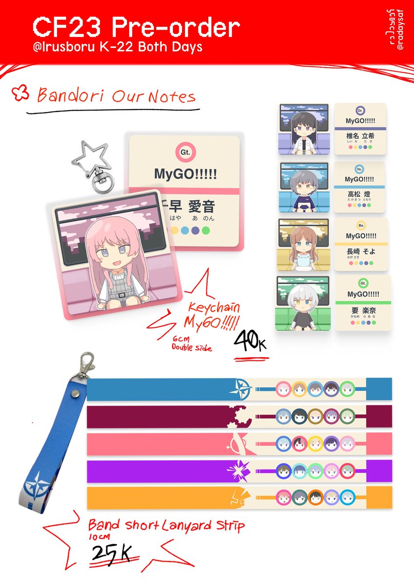 radaisaf's tweet photo. [ ❤️&amp;🔁 appreciated! ]

Heya friends, my #CF23 Pre-order is open! 
Check it out :>

PO period: 2—8 Oct 2026
Pick-up &amp; Mail Order 📨

📆: CF23 Both Days Irusboru | K-22
🔗: https://t.co/r88gkf8icy
♥️: BanG Dream! Our Notes, Cats, Hibike! Euphonium, Umamusume 

#comifuro23 https://t.co/ccjydN89I0