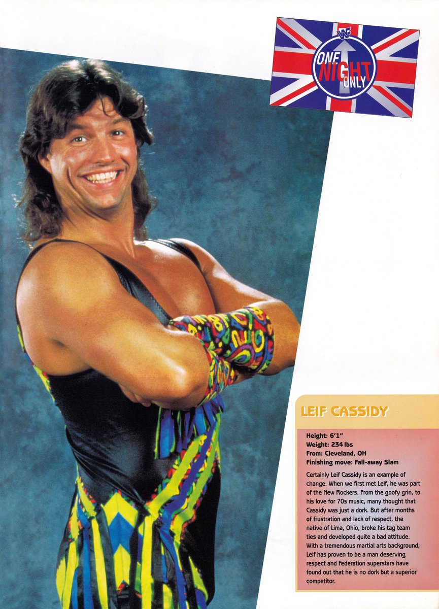 WWFWrestling1's tweet photo. Leif Cassidy profile from the WWF One Night Only official souvenir programme. #WWF #WWE #AlSnow #LeifCassidy https://t.co/hL66fyOvQy