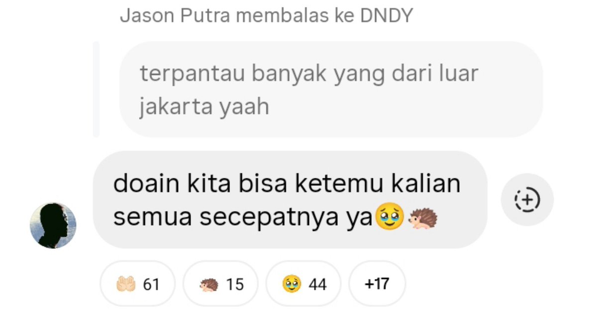 seen_updates's tweet photo. [💬] SEEN IG-channel.

😎: terpantau banyak yang dari luar jakarta yaah
🦔: doain kita bisa ketemu kalian semua secepatnya ya🥹🦔

#SEEN #DNDY #JASON @seenbyseen__ https://t.co/njLTXdrCvR