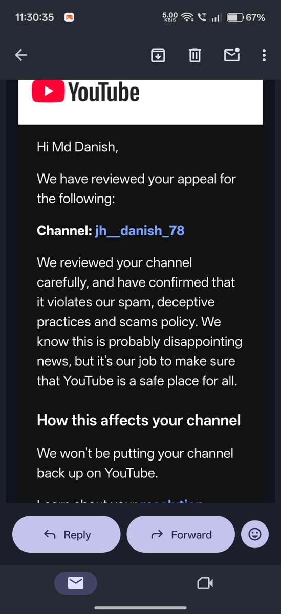 MdDanishapot's tweet photo. I haven't broken any YouTube policies, yet my channel was wrongly terminated. It only had 7–8 Shorts on it. Please perform a human review and restore my channel—I am completely innocent, and my appeals are getting no response. @TeamYouTube @YouTubeIndia https://t.co/yMRZIMyWsX