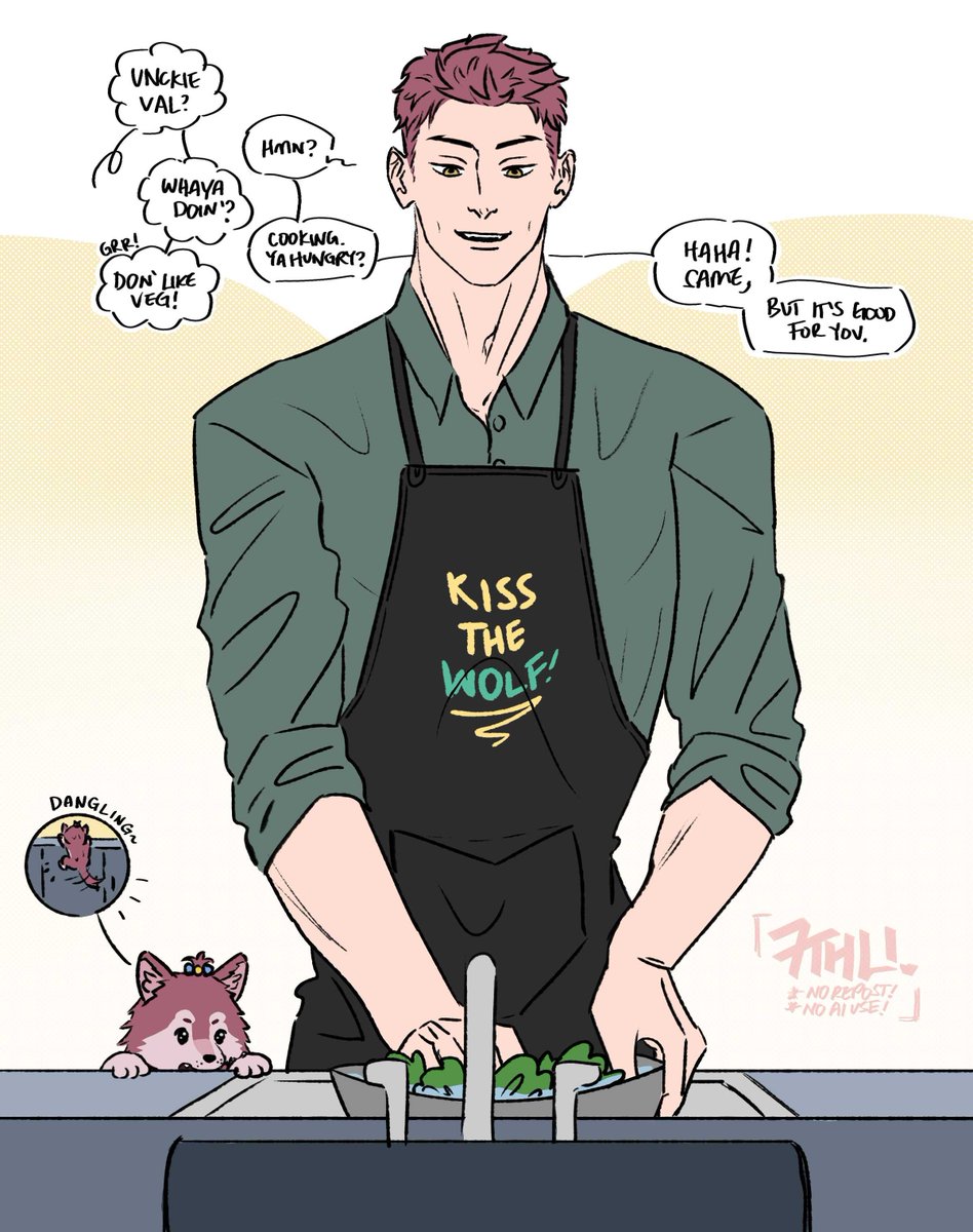 7thli's tweet photo. #VALKTOBER D2&amp;3: cooking + puppy 🐶 / puppies when a task requires zero puppies:

#BringValkoBack #全世界都爱敖尹
#valko https://t.co/9wEHNhkXjL