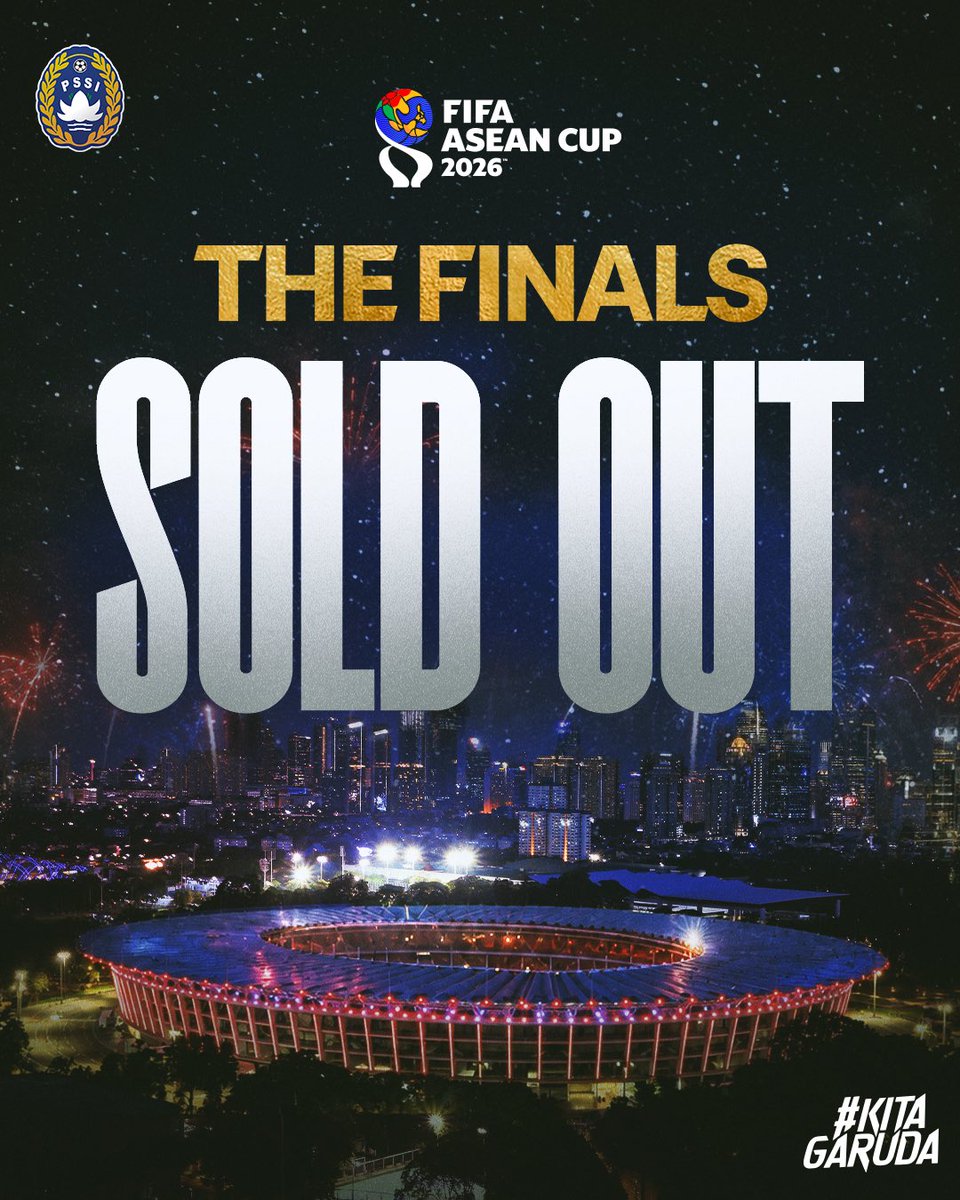 TimnasIndonesia's tweet photo. 𝐒𝐎𝐋𝐃 𝐎𝐔𝐓! 🏟️

Terima kasih Garuda Fans atas antusiasme dan dukungan luar biasa kalian! Saatnya ambil bagian dalam sejarah sepak bola Asia Tenggara. ⚽🎊

Sampai jumpa di GBK. Let's write history together! 👋🏆

‣ #BersamaGaruda
‣ #FIFAASEANCup https://t.co/SjGDwop0oJ
